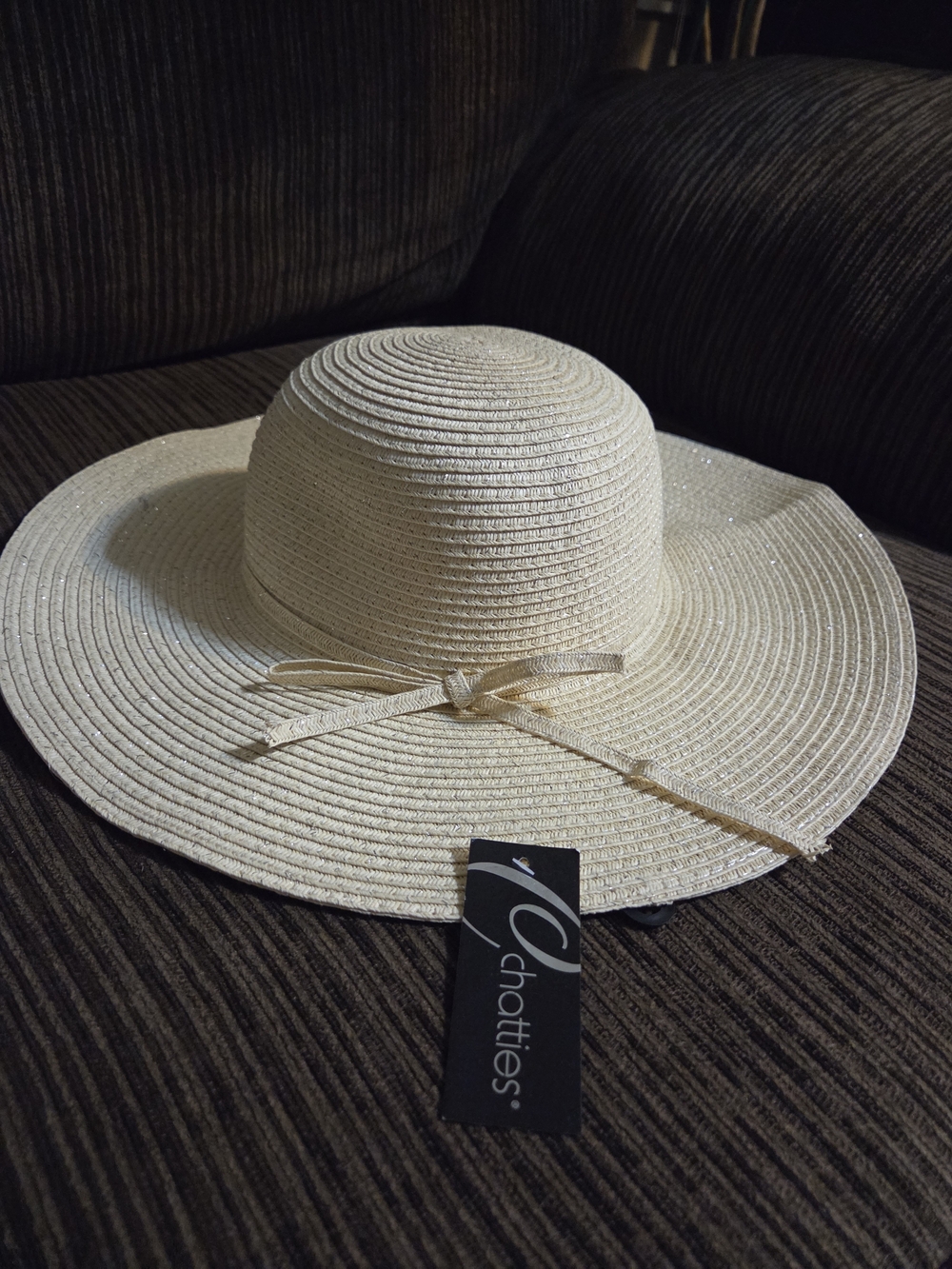 Chatties Women's Wide Brim Straw Sun Hat - Cream